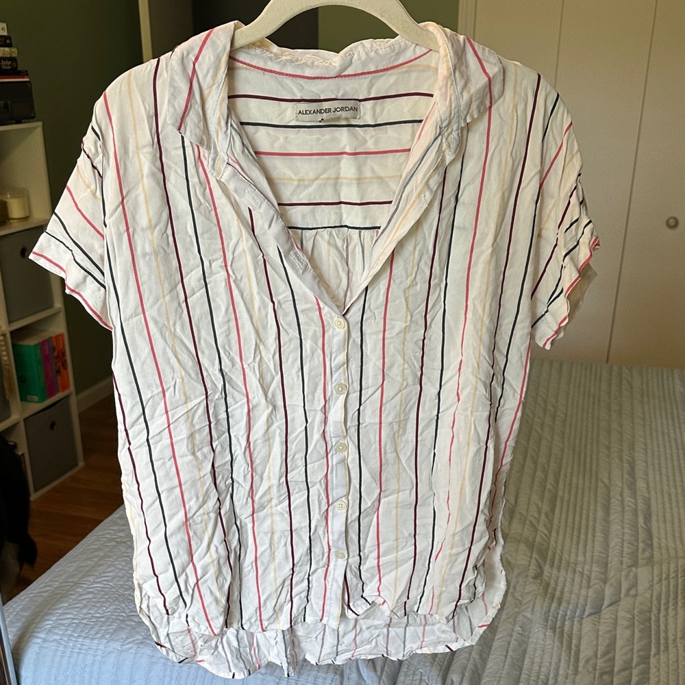Alexander Jordan White Striped Button-Down Shirt